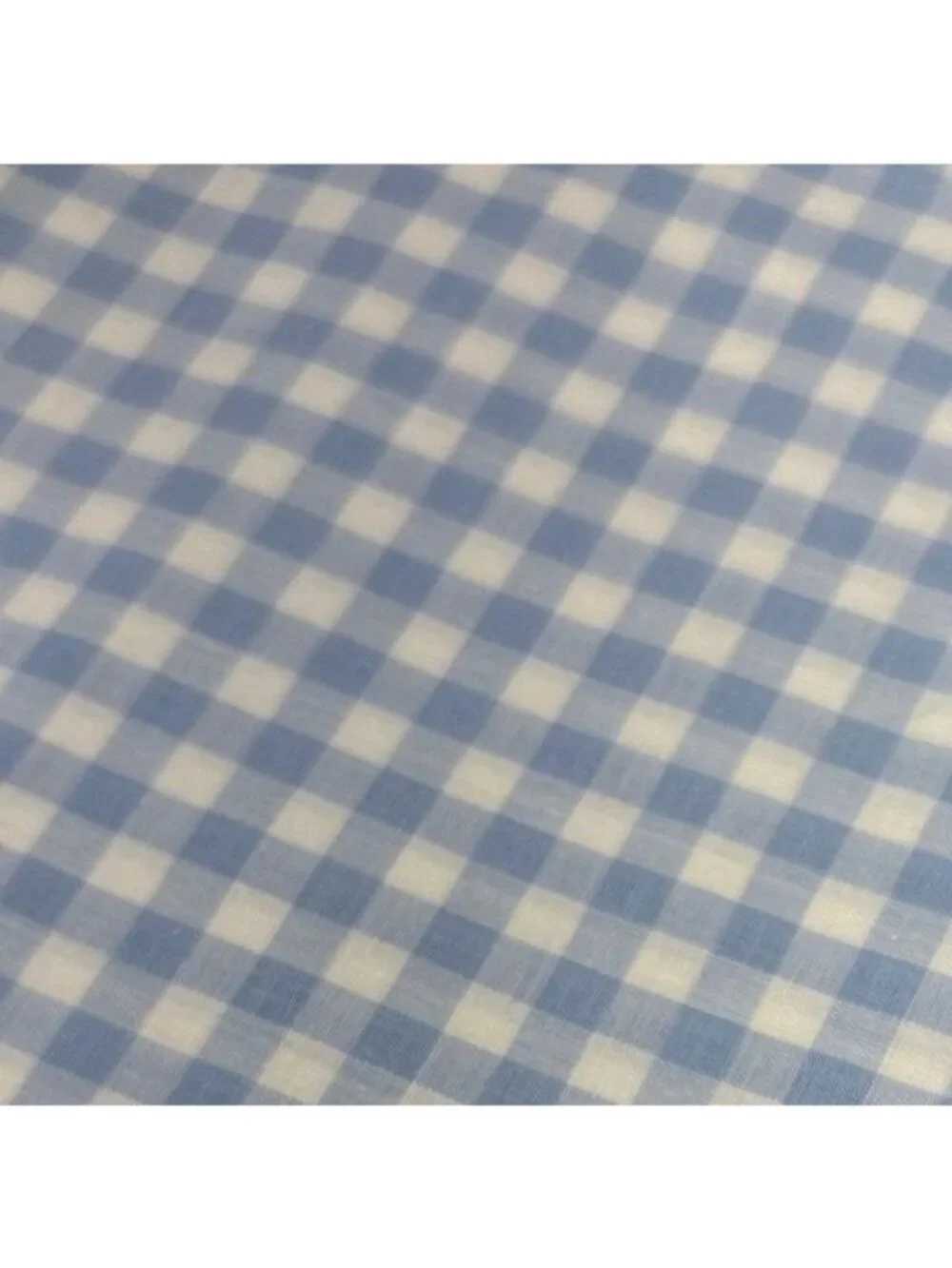 Blue White Gingham Cotton Fabric 1/2 yard x 36